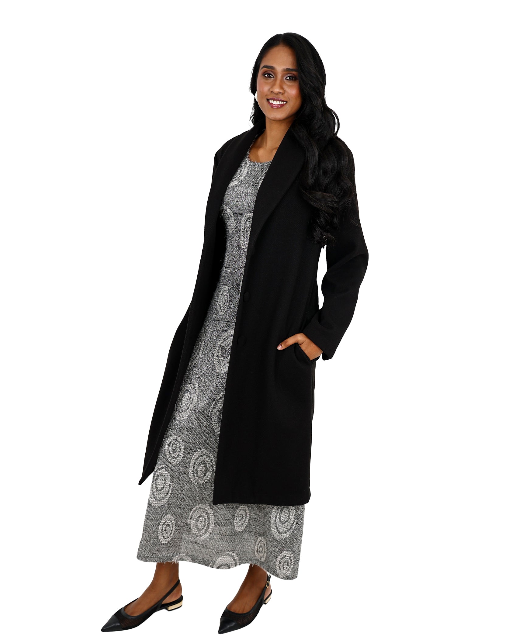 Black Twill Melton Coat