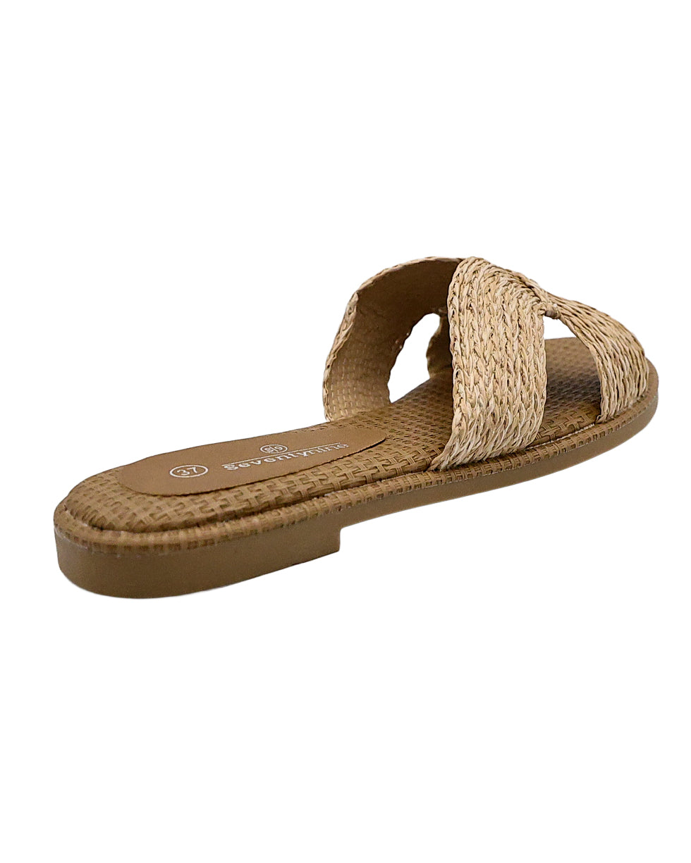 Brown Overlay H Band Mule Sandals
