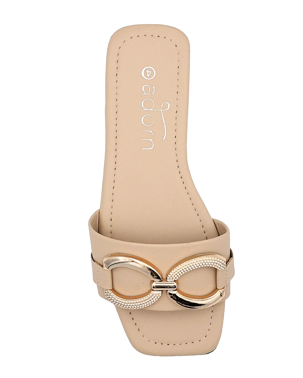 Bone Mule With Gold Buckle Accents