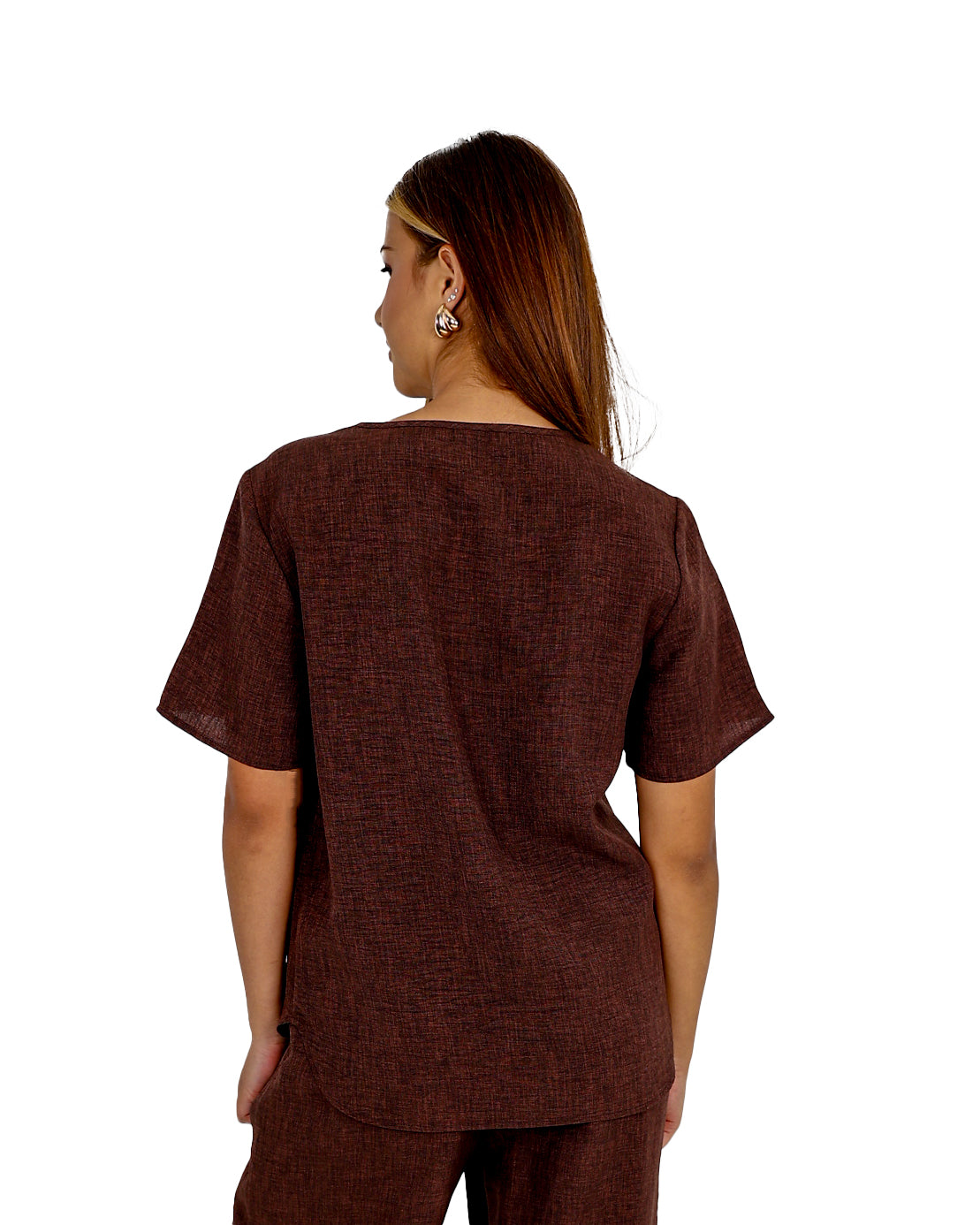 Chocolate Co-Ord Round Neck Blouse