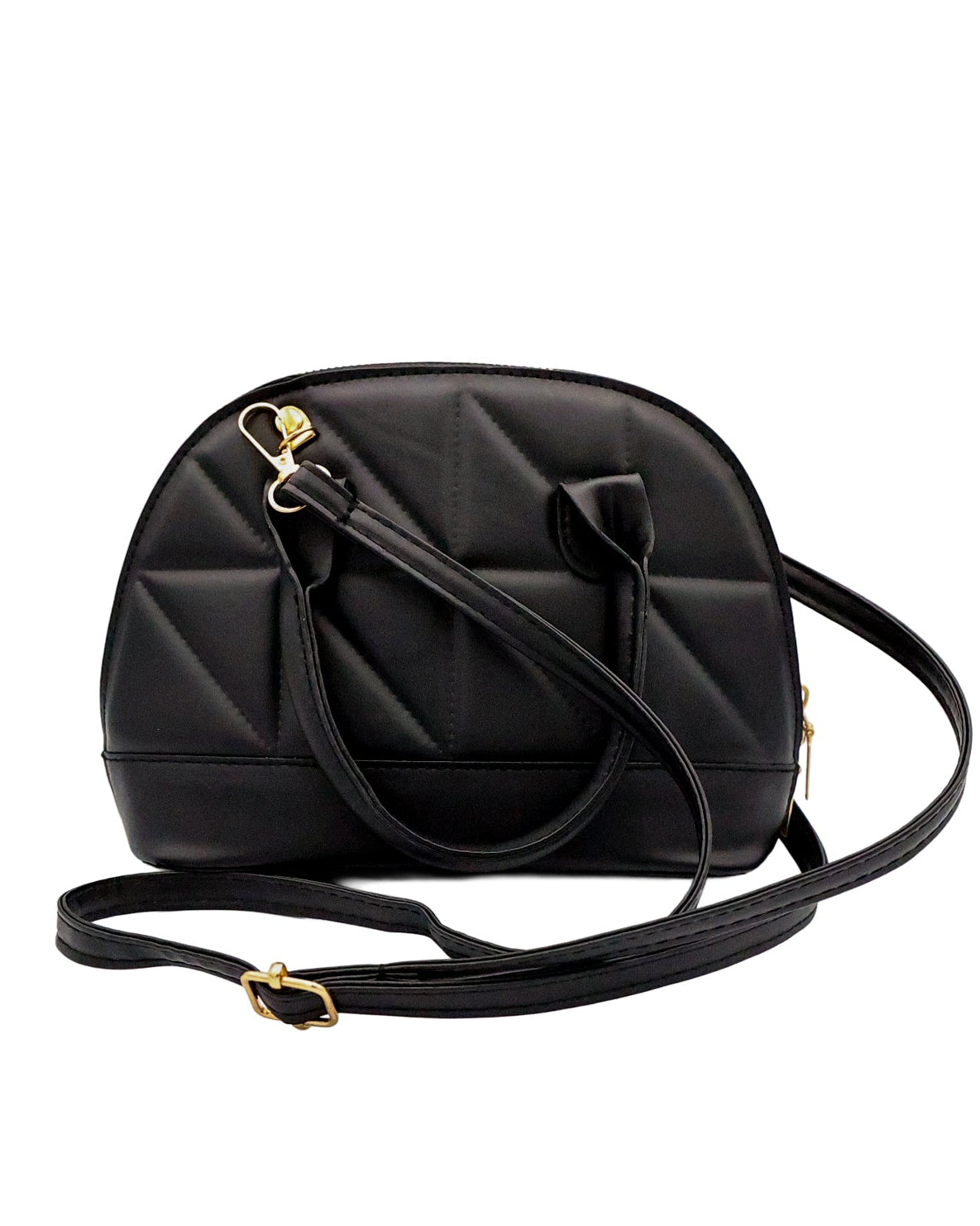 Black Quilted Marcy Dome Crossbody Hangbag