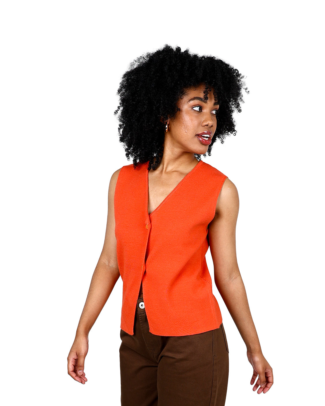 Orange Sleeveless Knitted Vest
