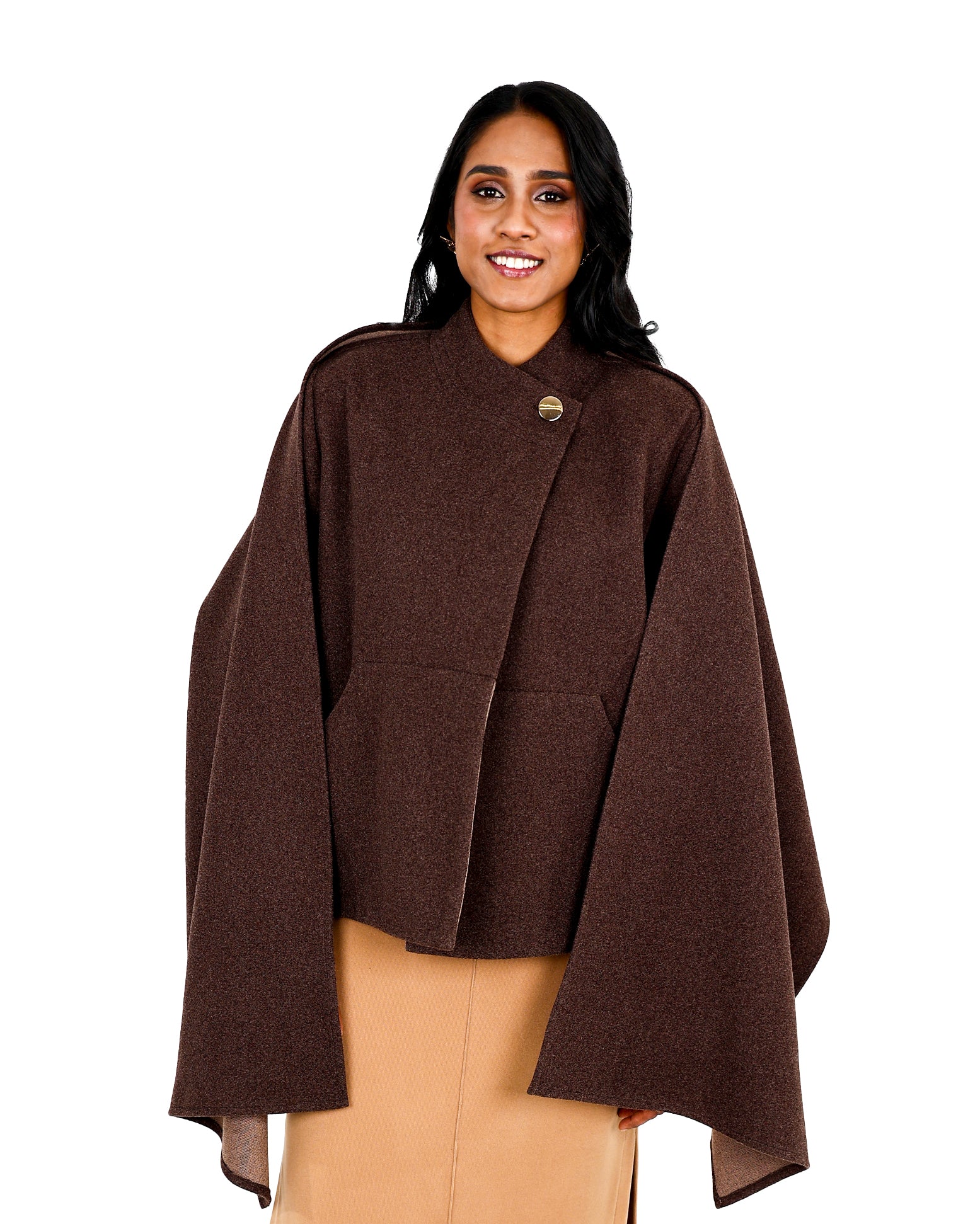 Melton Jacket with Detachable Shawl