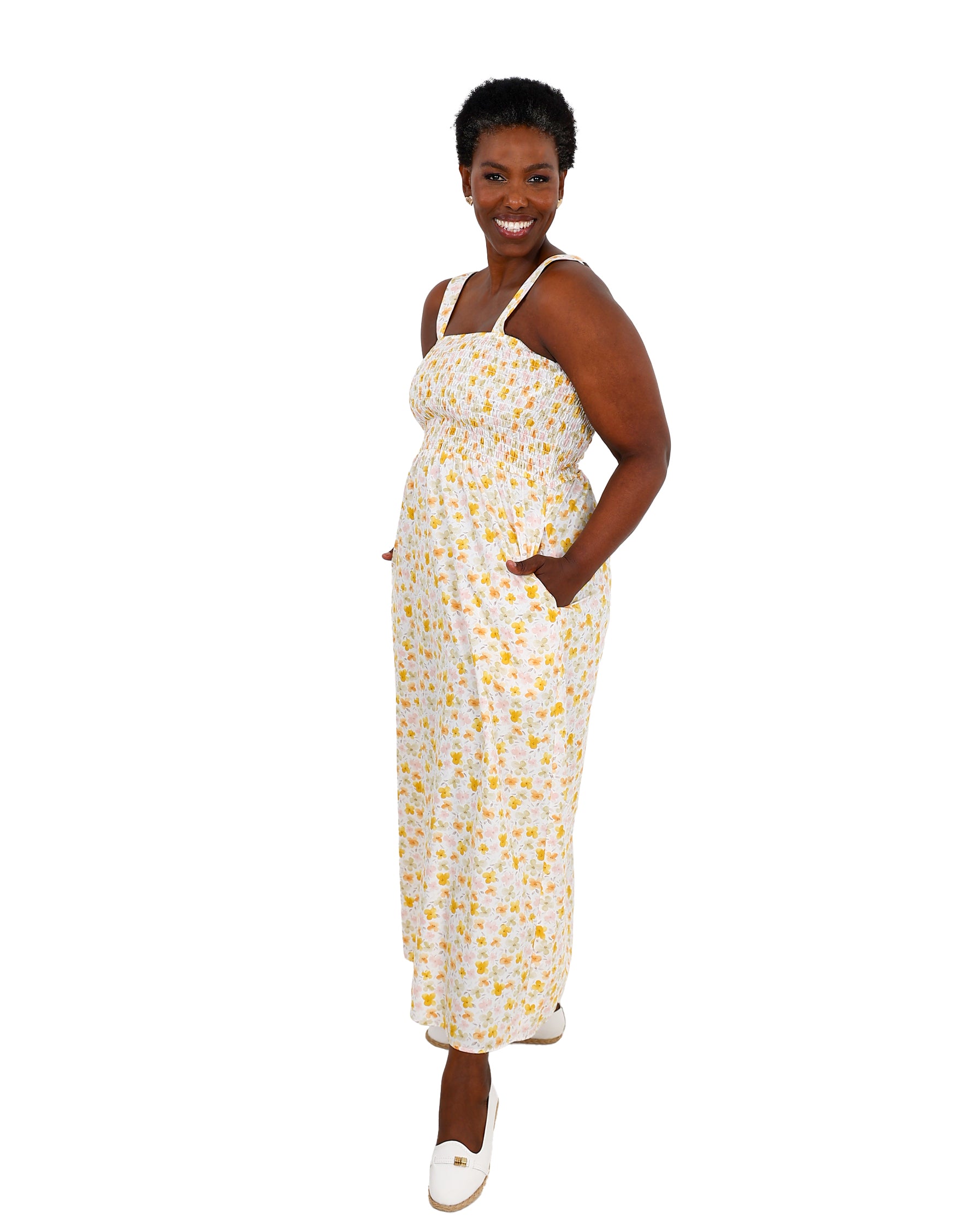 Strappy Pastel Yellow Smocked Maxi Dress