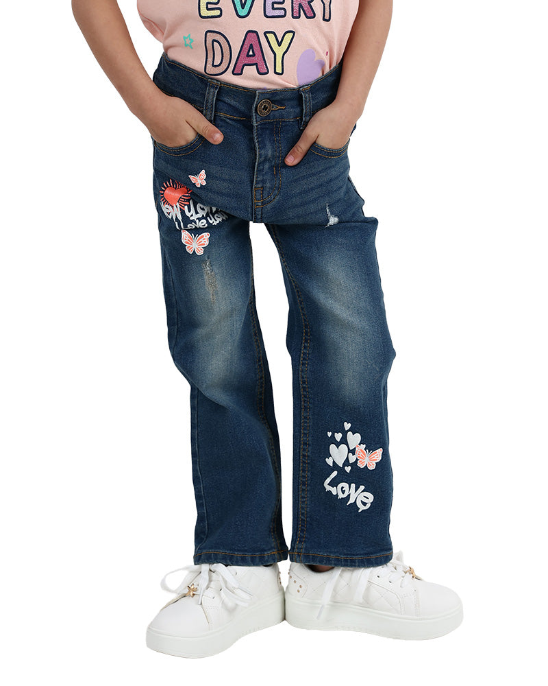 Medium Indigo New York Graphic Print Jeans
