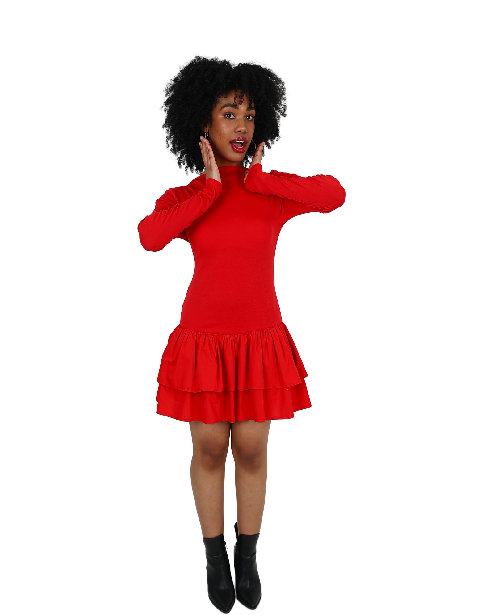 Long Sleeve Layered Mini Dress