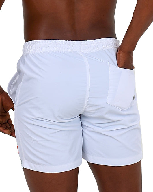 White Minty Palms Taslon Swim Shorts