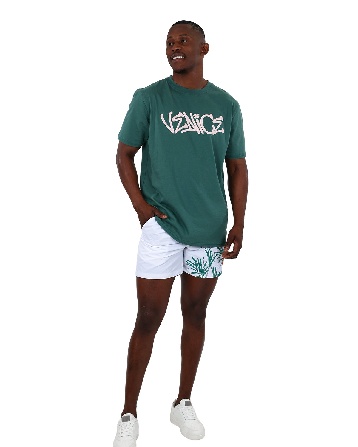 Short Sleeve Soft Green Venice Graphic T-Shirt