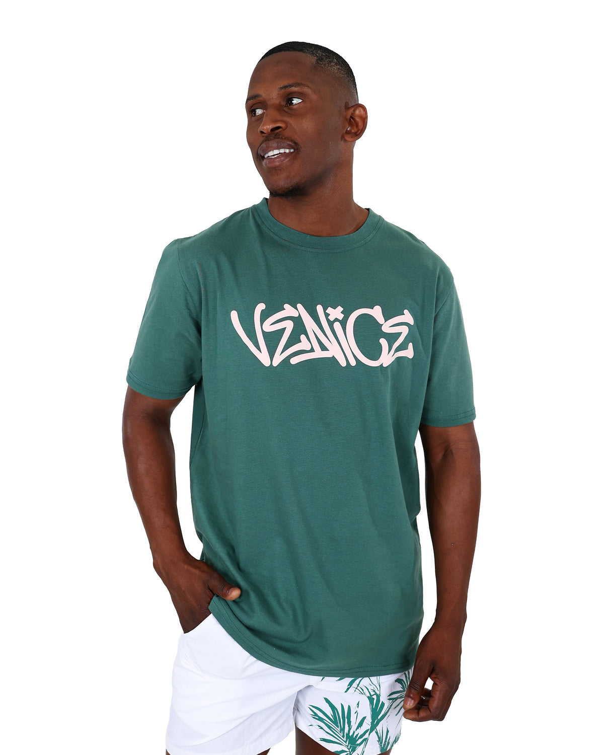 Short Sleeve Soft Green Venice Graphic T-Shirt