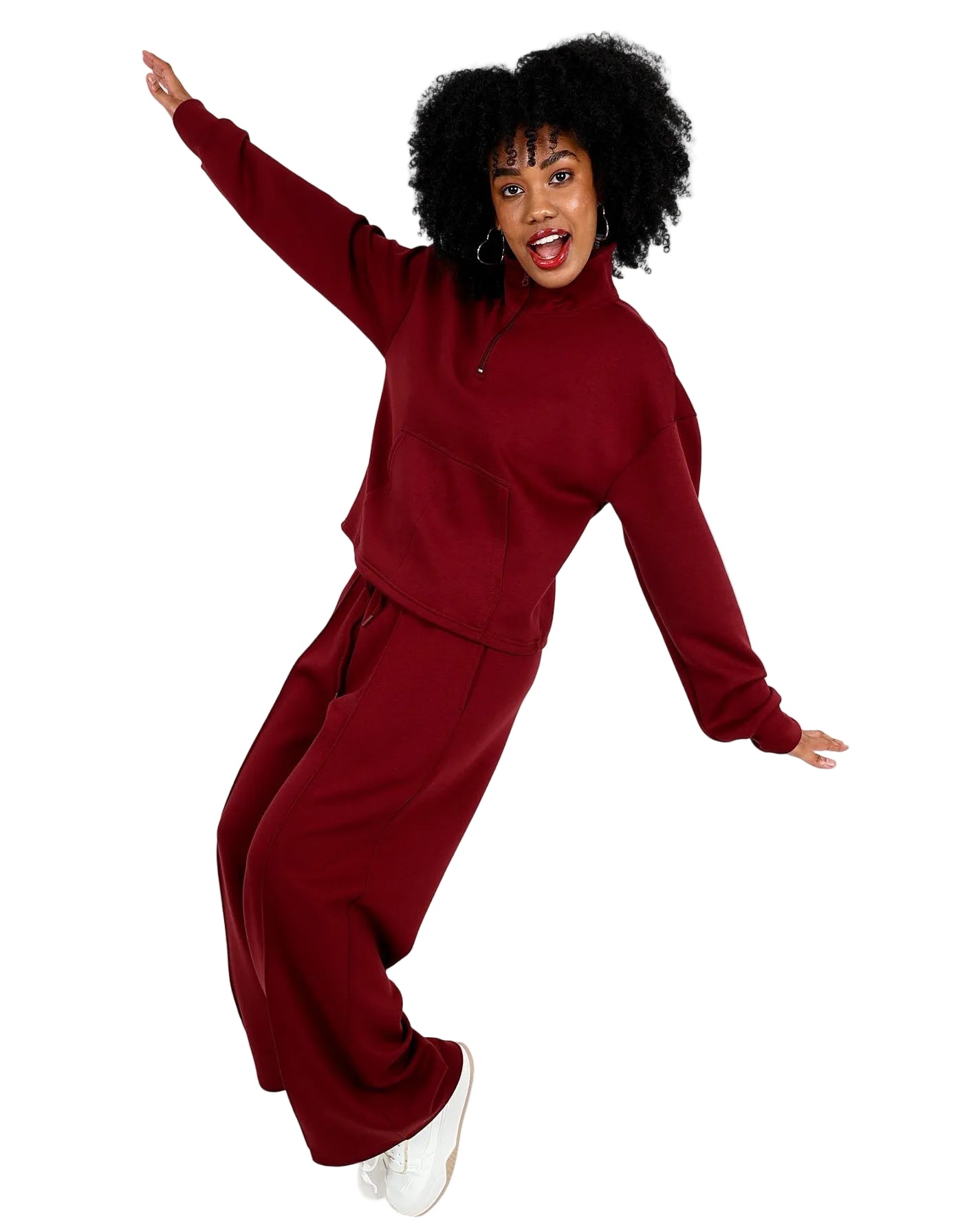 Burgundy Wide Leg Soft Touch Active Bottoms