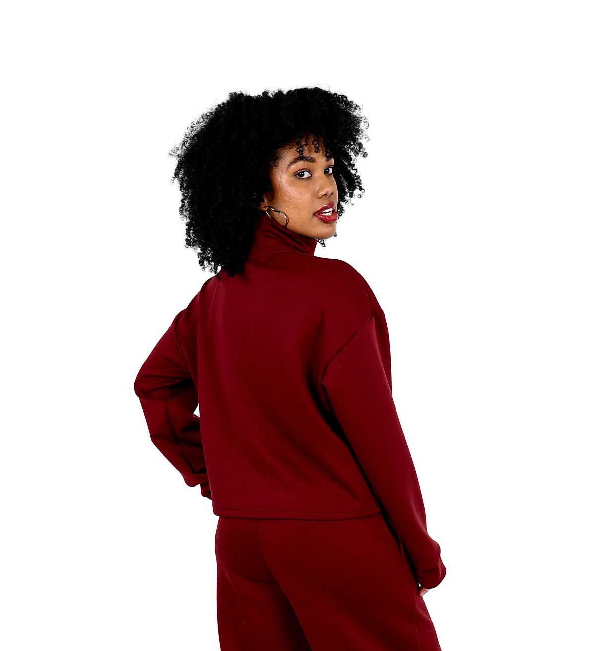 Burgundy 3/4 Zip Soft Touch Active Top
