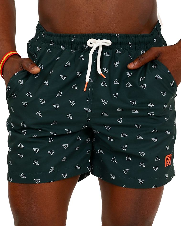Green Paper Planes Swim Shorts