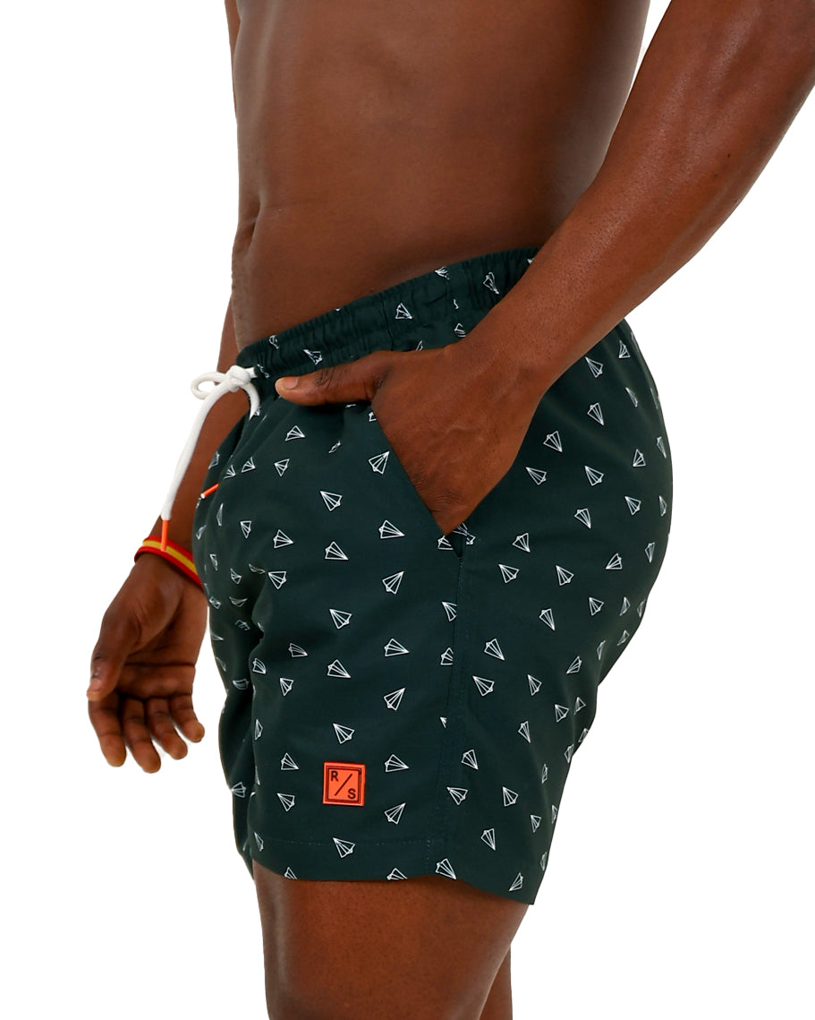 Green Paper Planes Swim Shorts