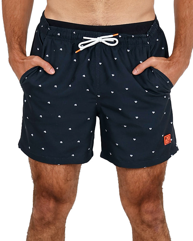 Black Clover Print Swim Shorts