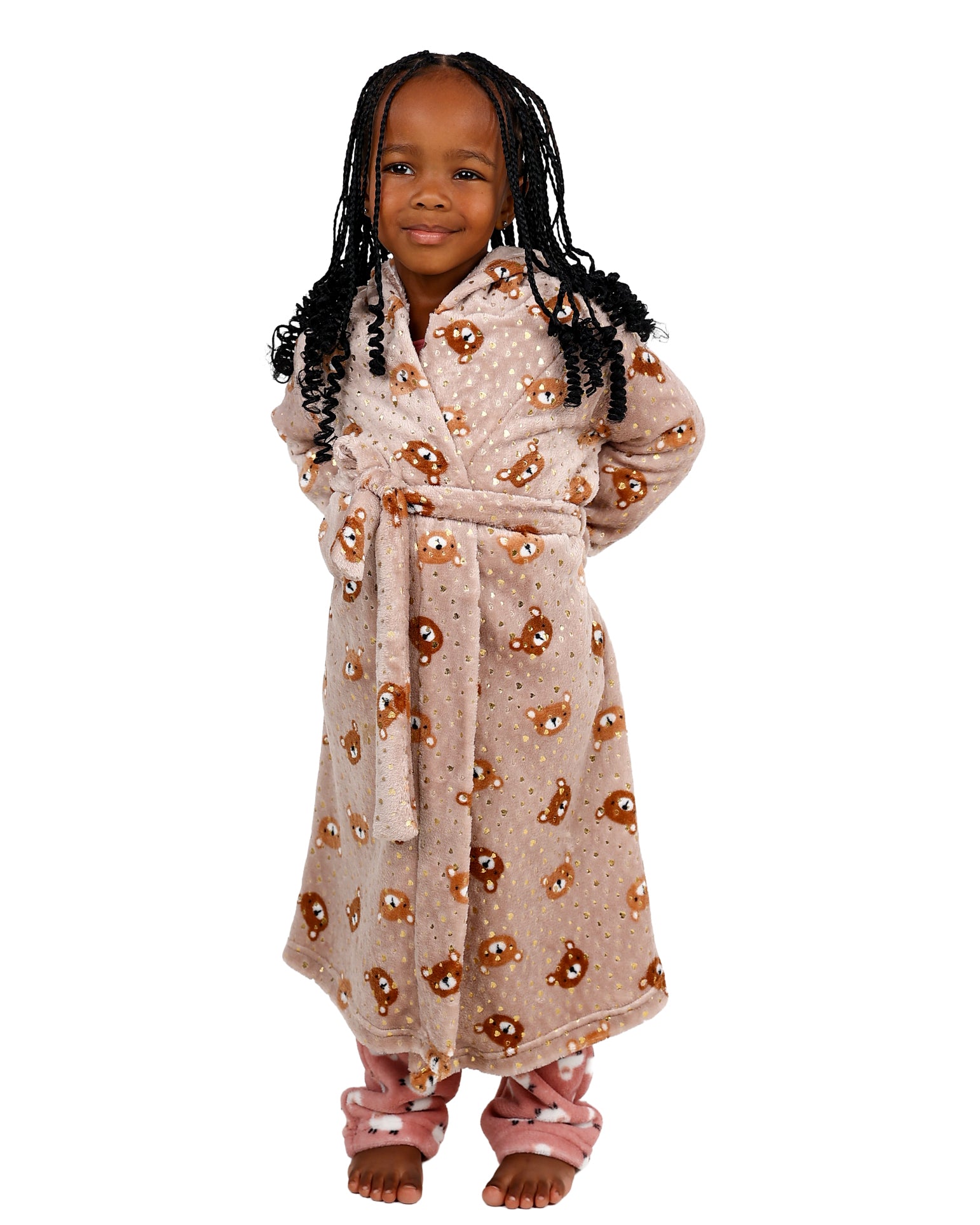 Stone Teddy Printed Fleece Hooded Gown