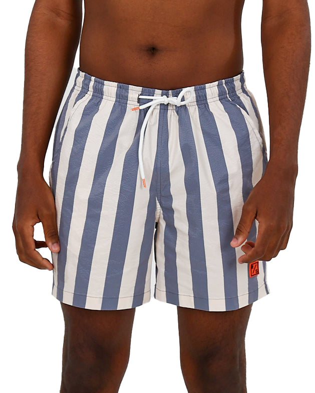Blue Stripe Seersucker Swim Shorts