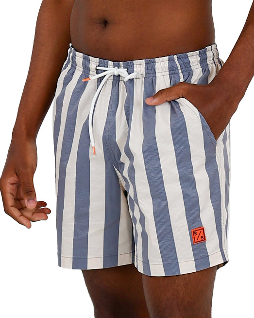 Blue Stripe Seersucker Swim Shorts