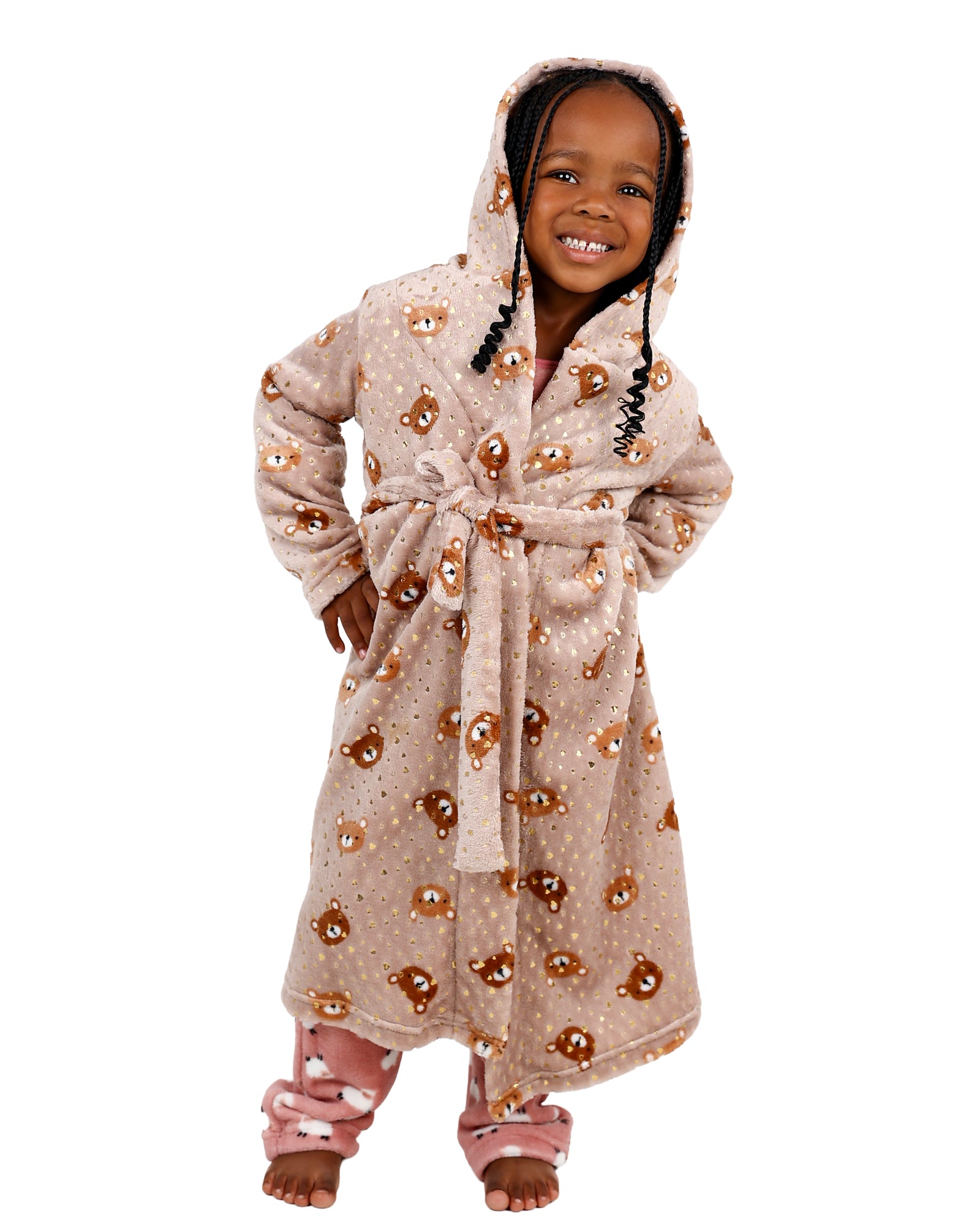 Stone Teddy Printed Fleece Hooded Gown