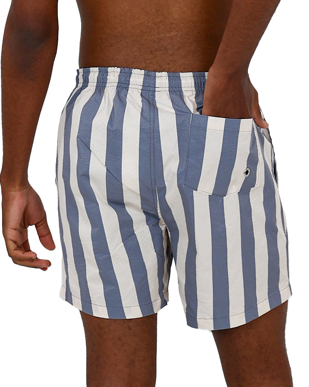 Blue Stripe Seersucker Swim Shorts
