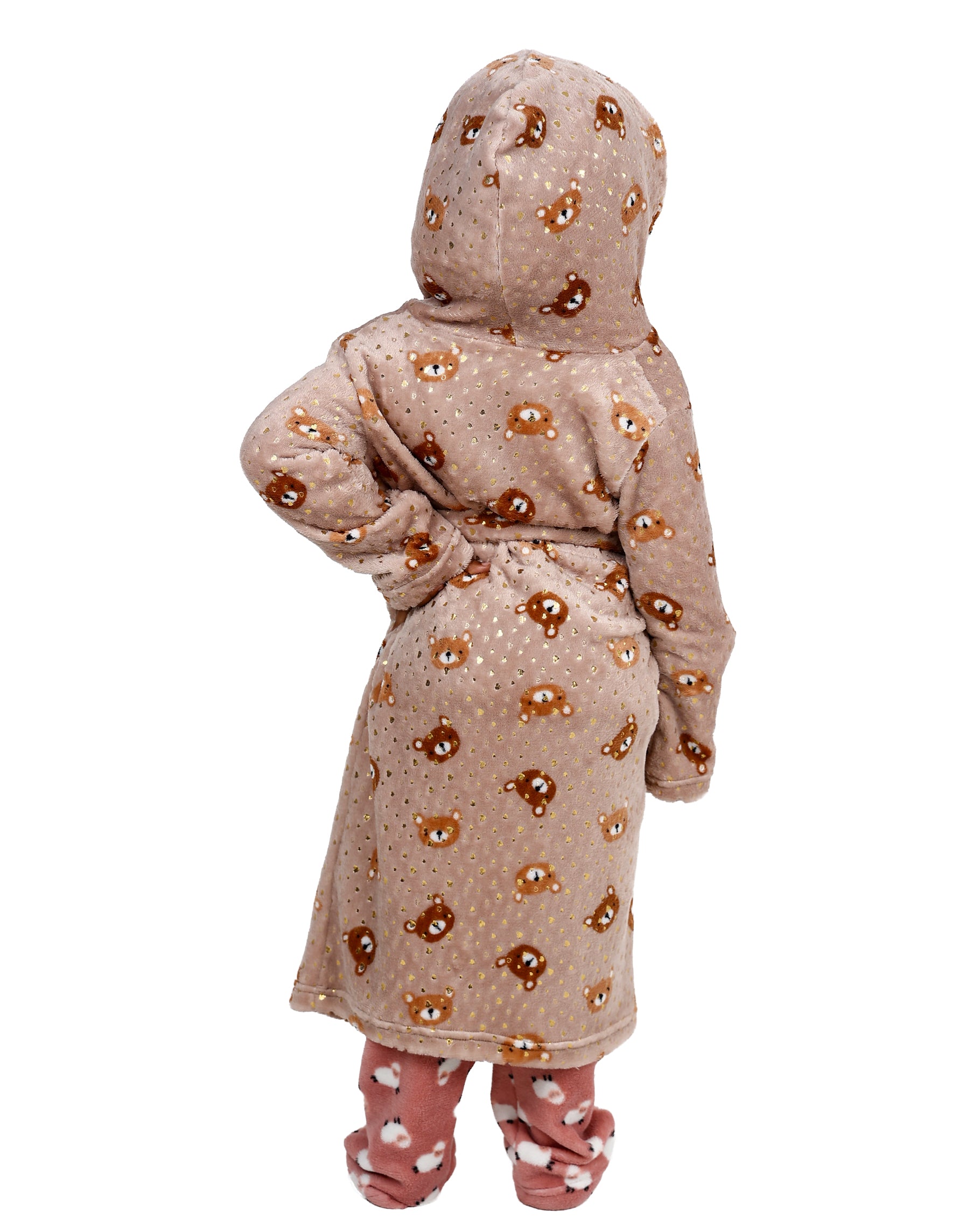Stone Teddy Printed Fleece Hooded Gown