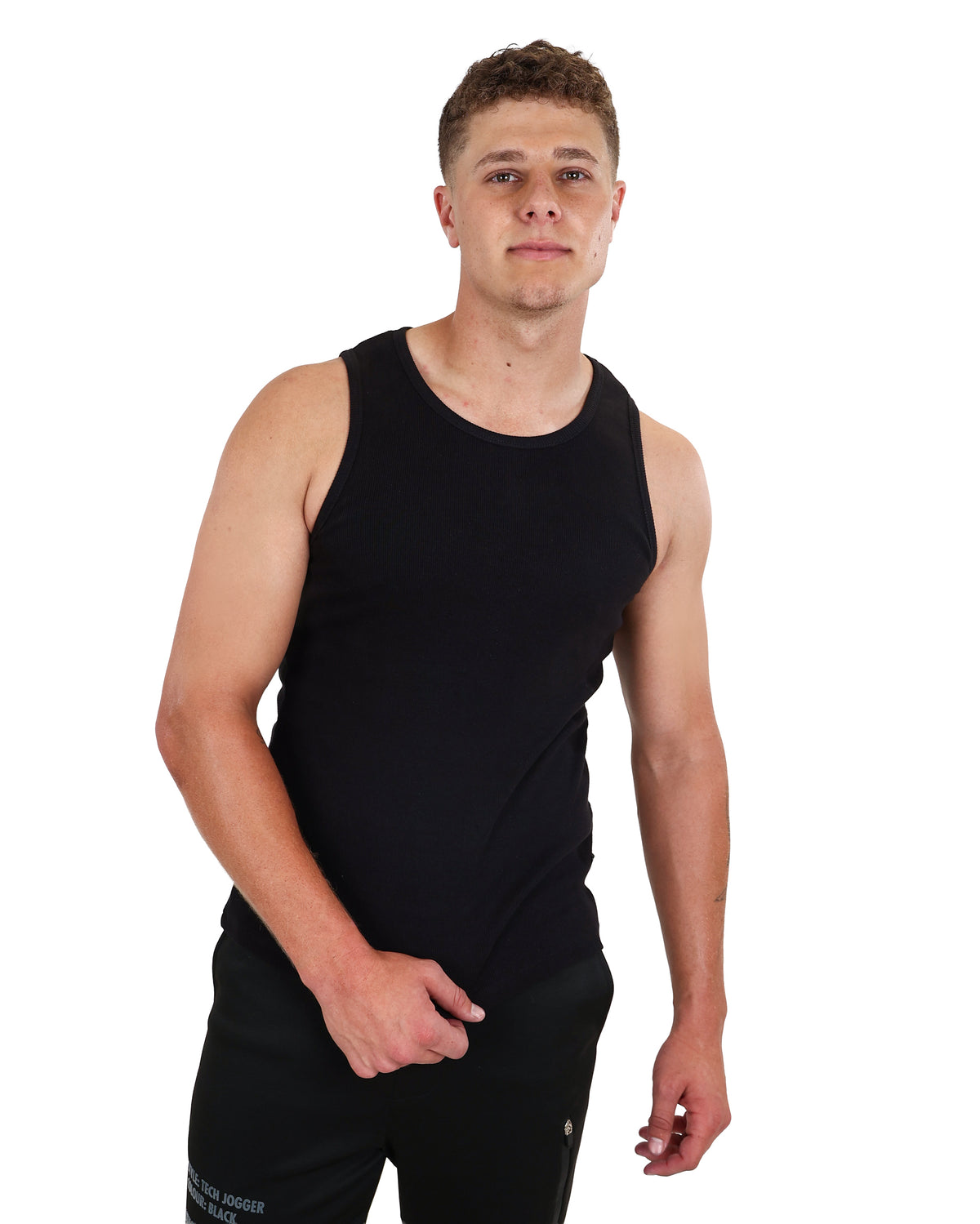 Sleeveless Black Rib Heavyweight Vest