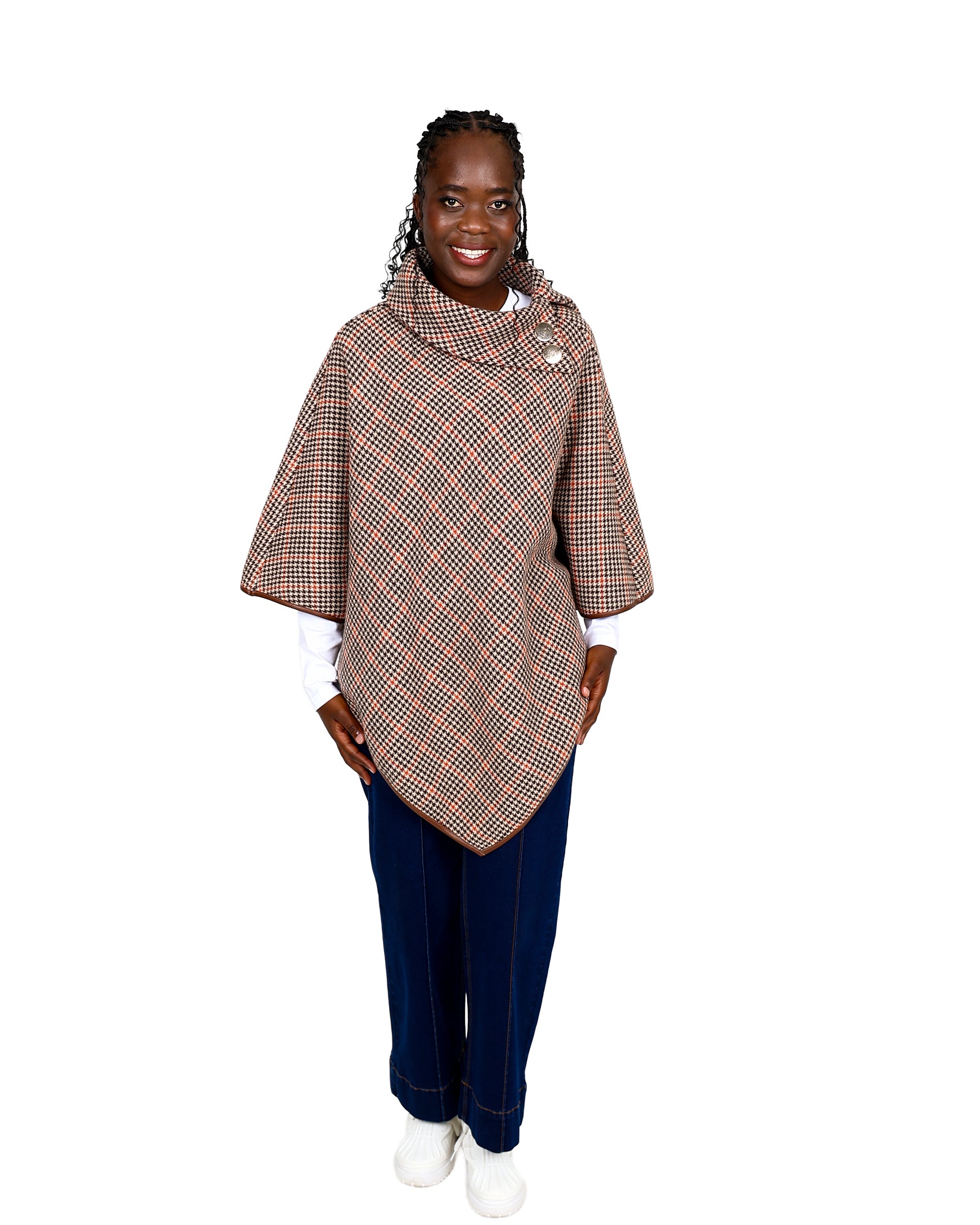 Chocolate Houndstooth Poncho