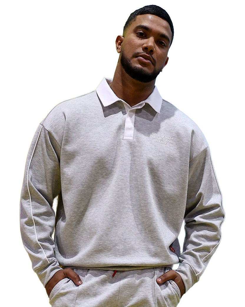 Funk Pintuck Grey Golfer Style Sweatshirt