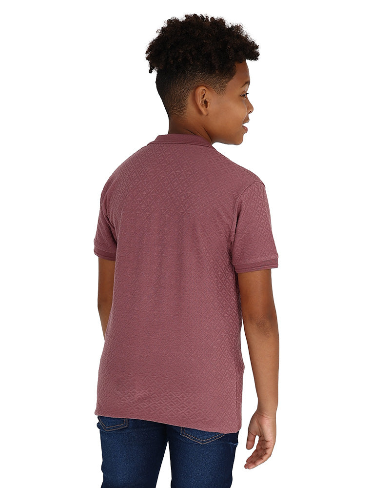 Short Sleeve Johnny Collar Diamond Jacquard T-Shirt
