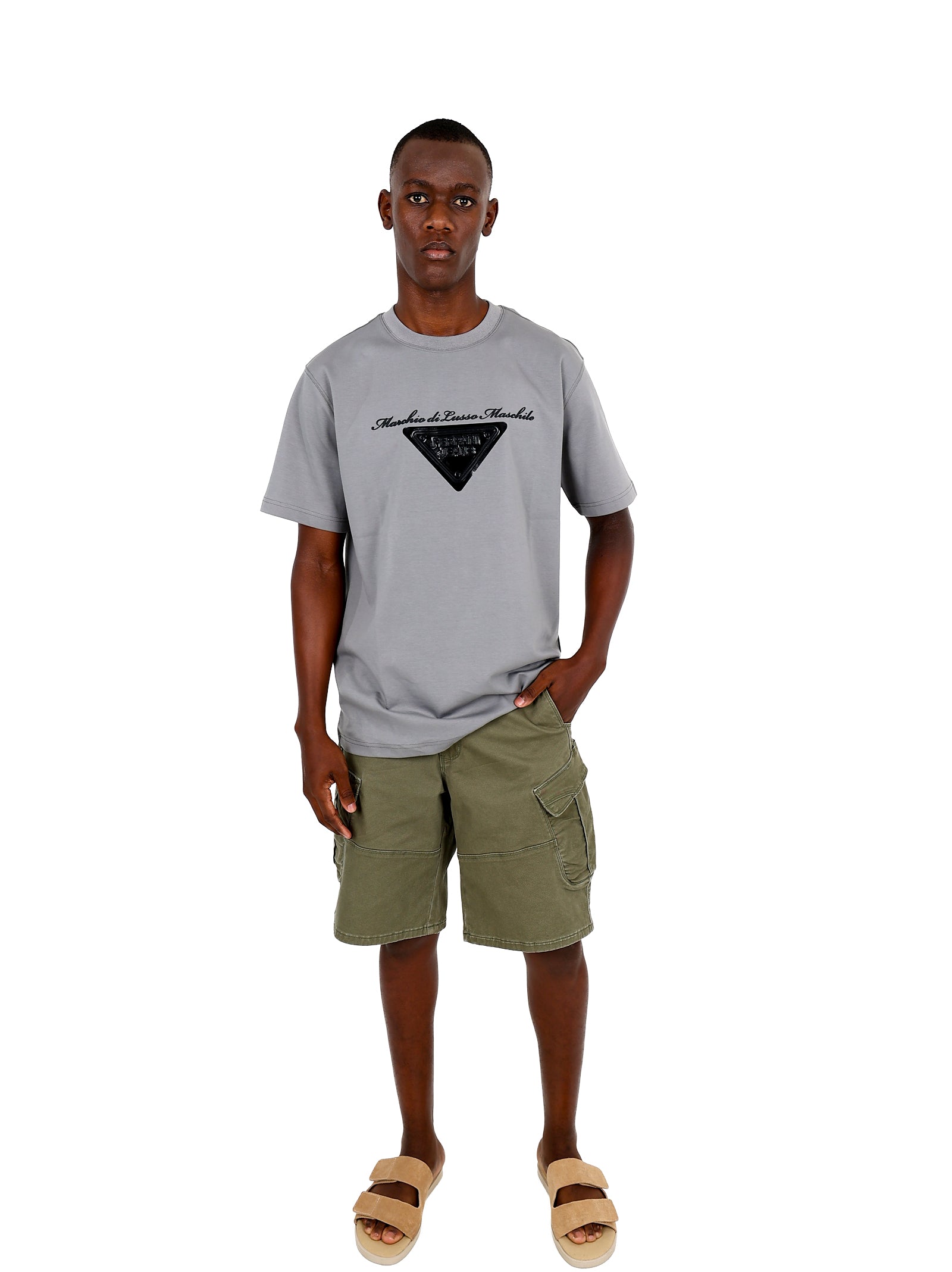 Ferrani Short Sleeve Grey Marchio Di Lusso Embellished T-Shirt