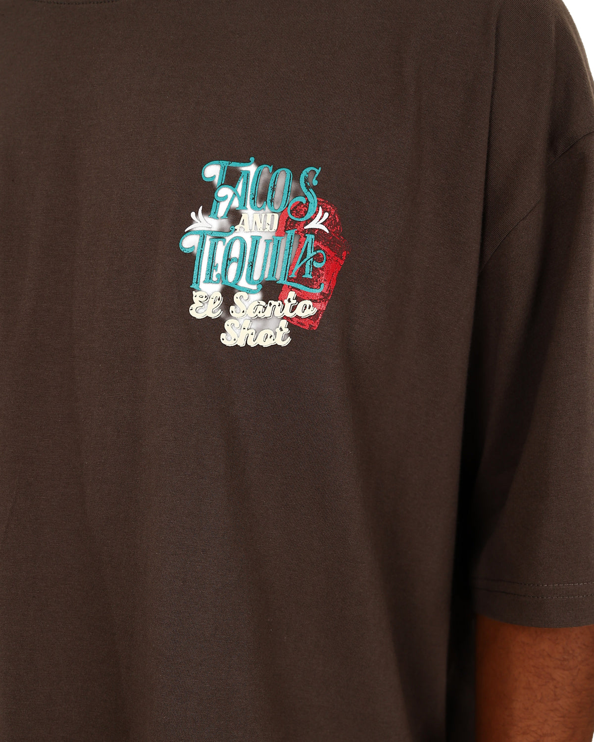 Short Sleeve Tacos & Tequila Statement Graphic Print T-Shirt