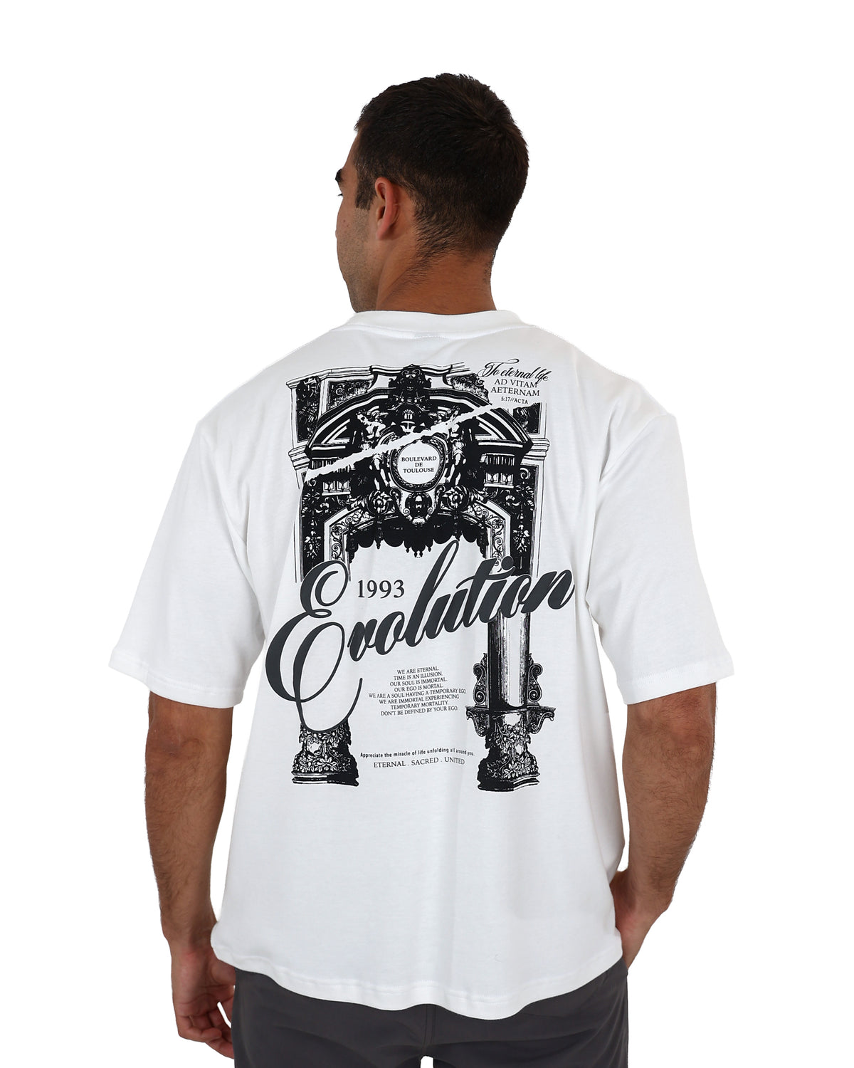 Short Sleeve "Evolution" Statement Graphic Print T-Shirt
