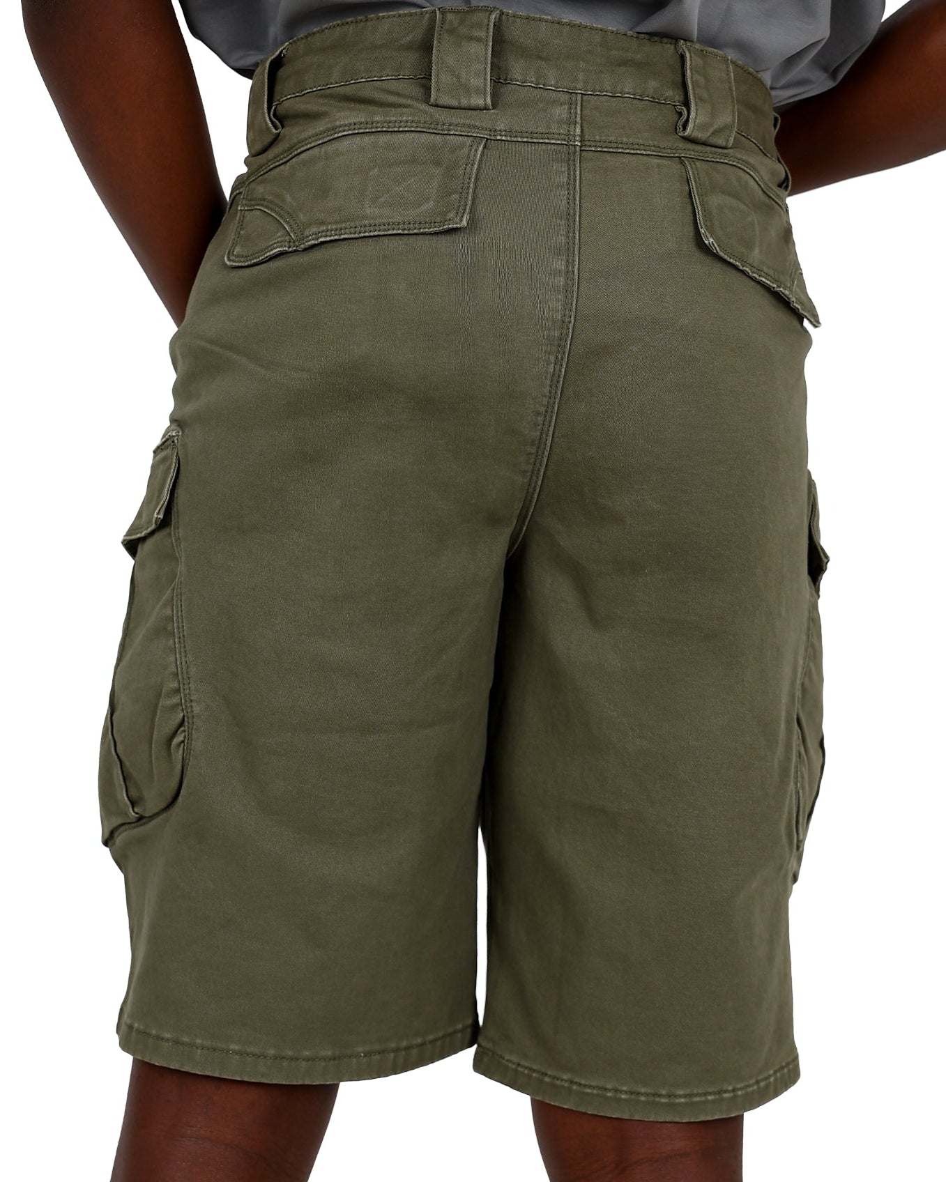 Ferrani Khaki Cotton Spandex Cargo Shorts