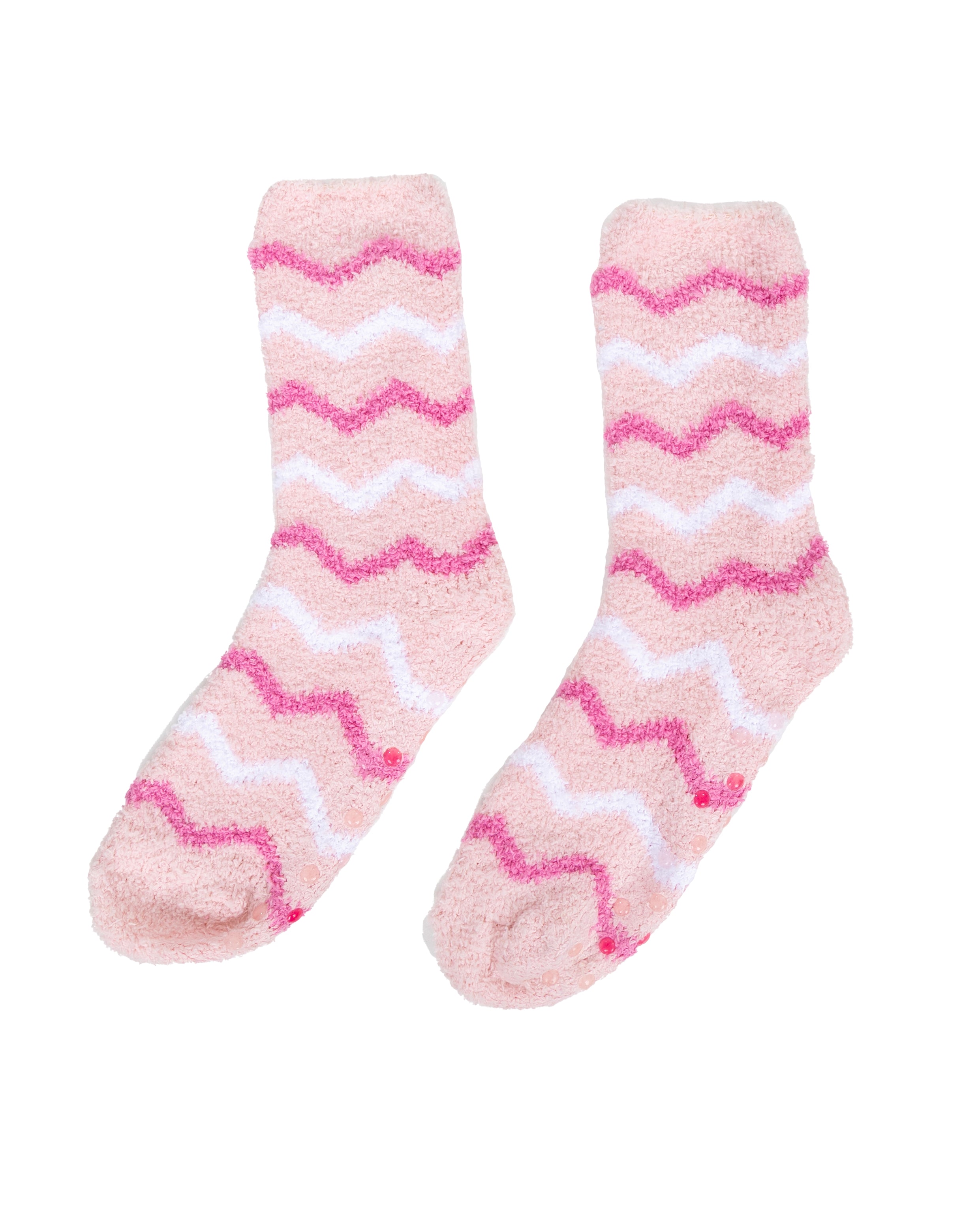 Pink 2 Pack Stripe & Zig Zag Slipper Socks