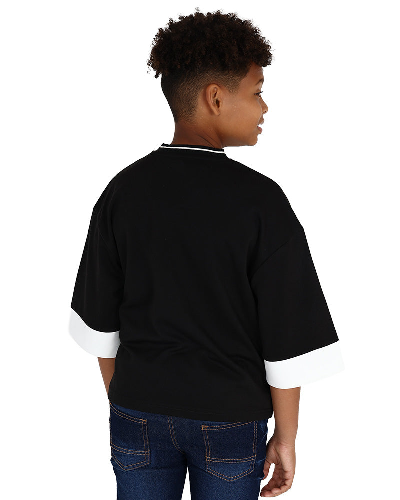 Short Sleeve Black Peep-Out NY Graphic Oversized T-Shirt
