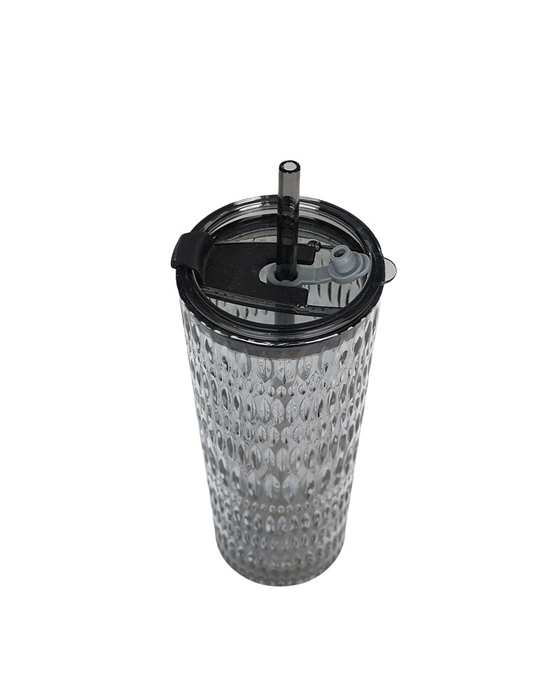 Ridged Grey Sippy Glass 520ml