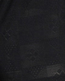 Short Sleeve Black Textured Pattern Two Button Golfer