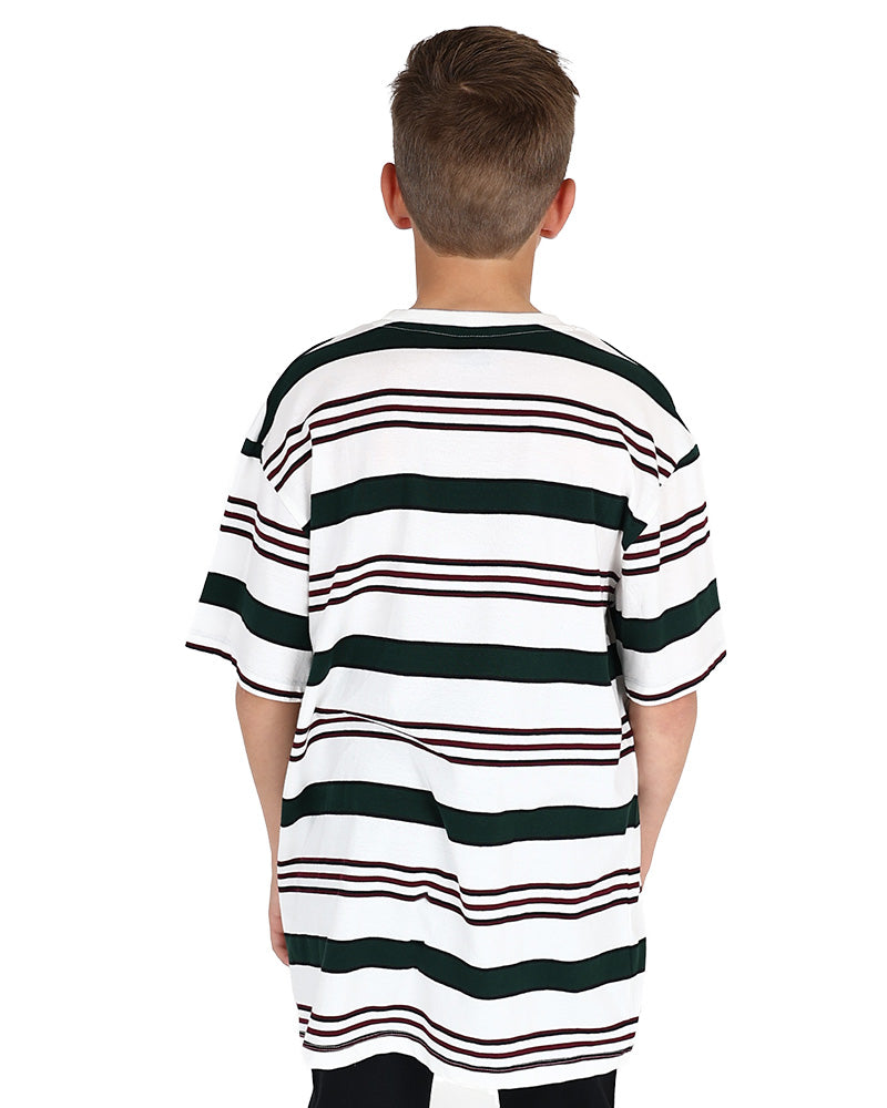 Short Sleeve Cream Yarn Dyed Stripe T-Shirt