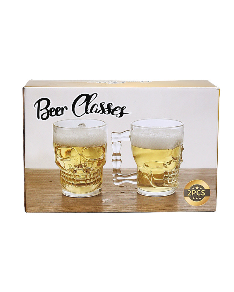 Clear 2 Pack Aztek Inspired Beer Mugs 500ml