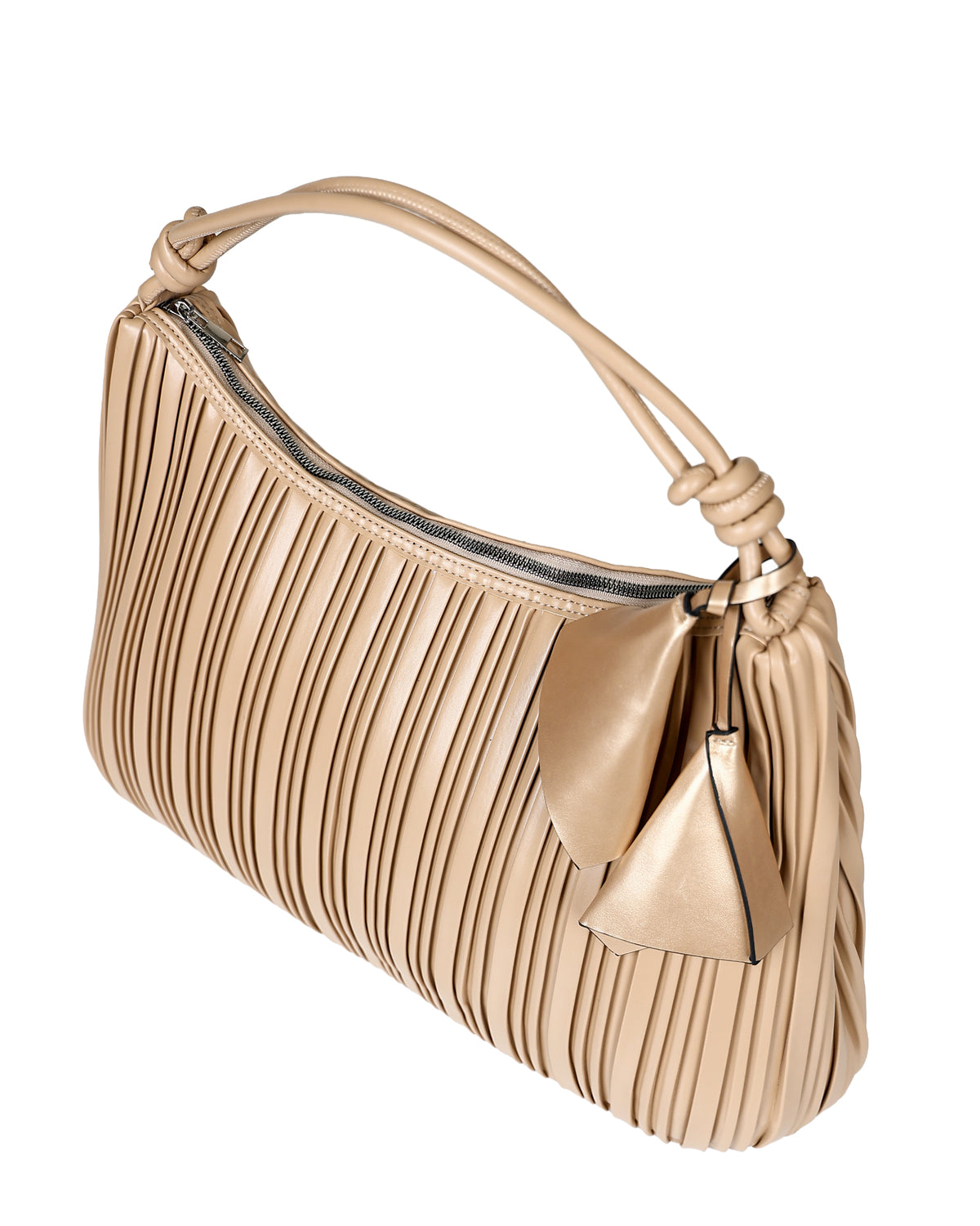 Tyla Tan Pleated Tote Bag