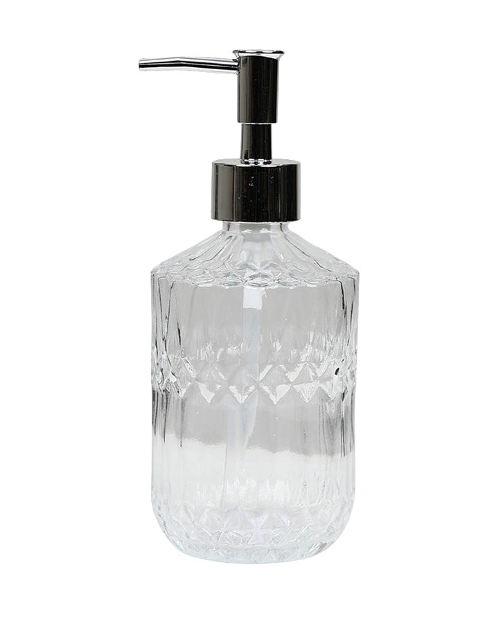 Clear Glass Diamond Design Soap Dispenser