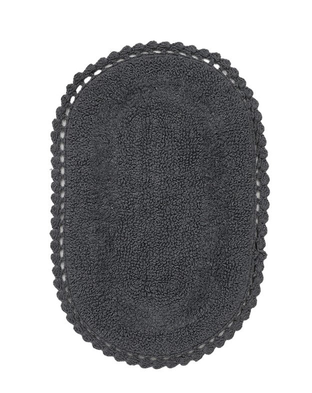Reversible Grey Crochet Trim Bath Mat