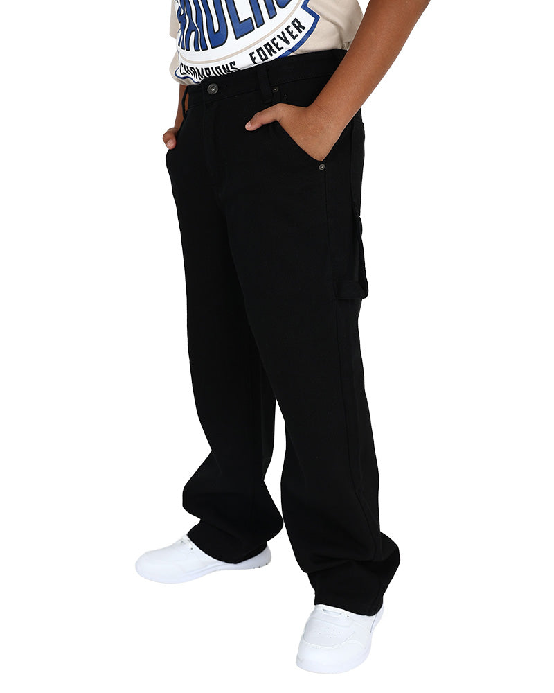 Black Utility Ripstop Casual Pants