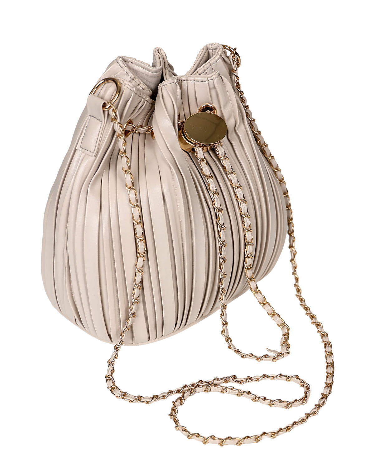 Tan Tyla Pleated Crossbody Pouch Bag