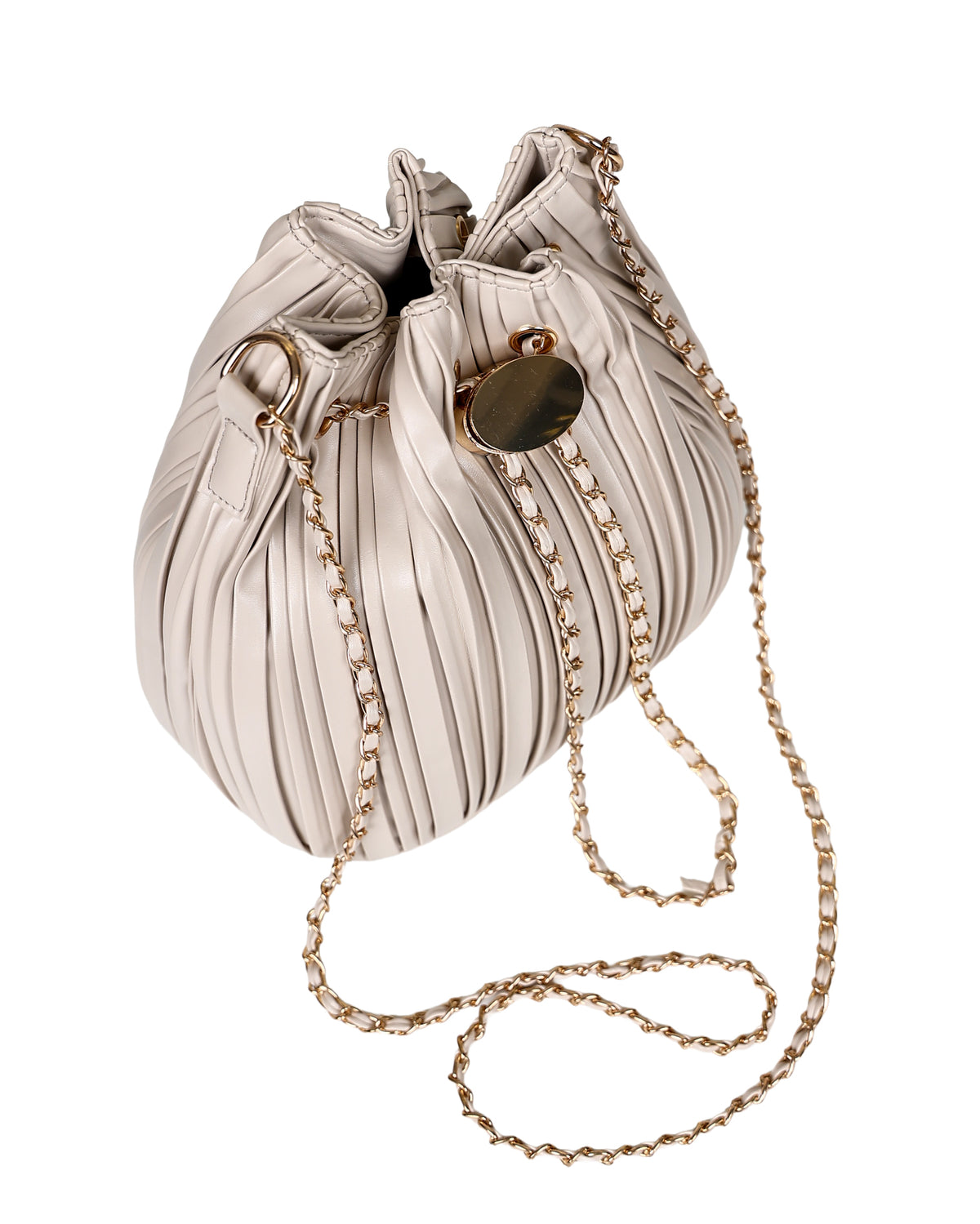 Tan Tyla Pleated Crossbody Pouch Bag
