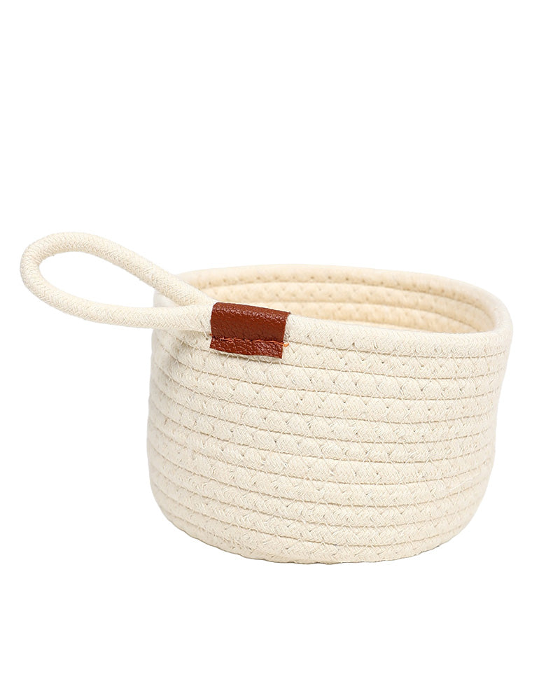 Cream Mini Cotton Rope Storage Basket