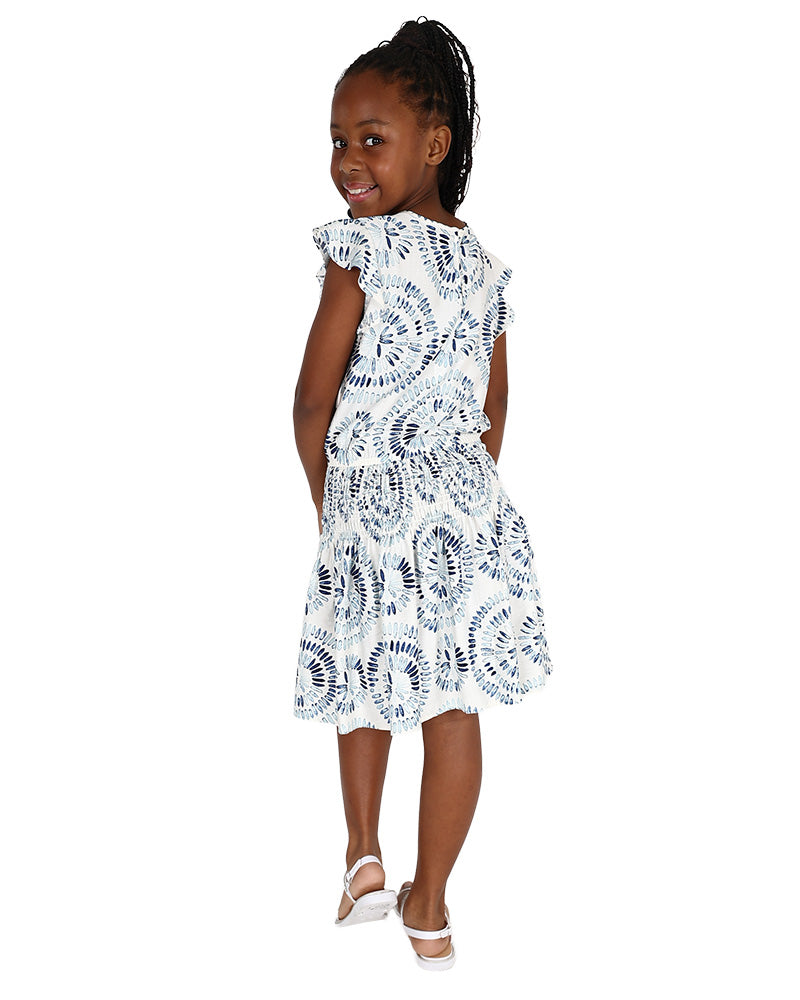 Short Sleeve Ruched Waist Printed Dress
