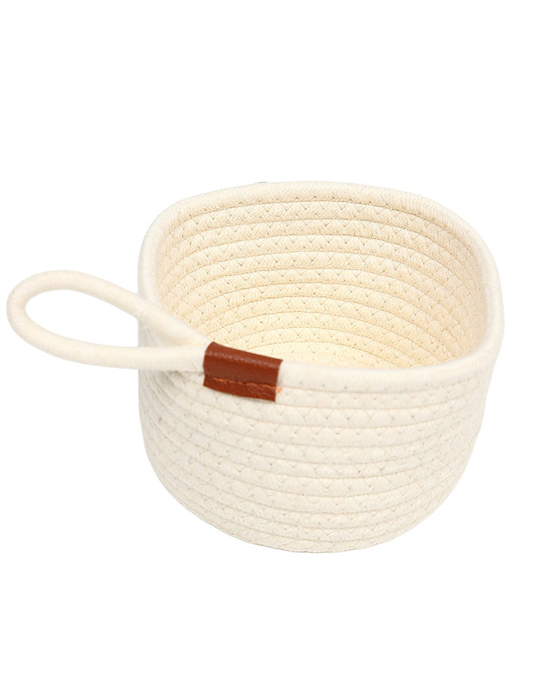 Cream Mini Cotton Rope Storage Basket