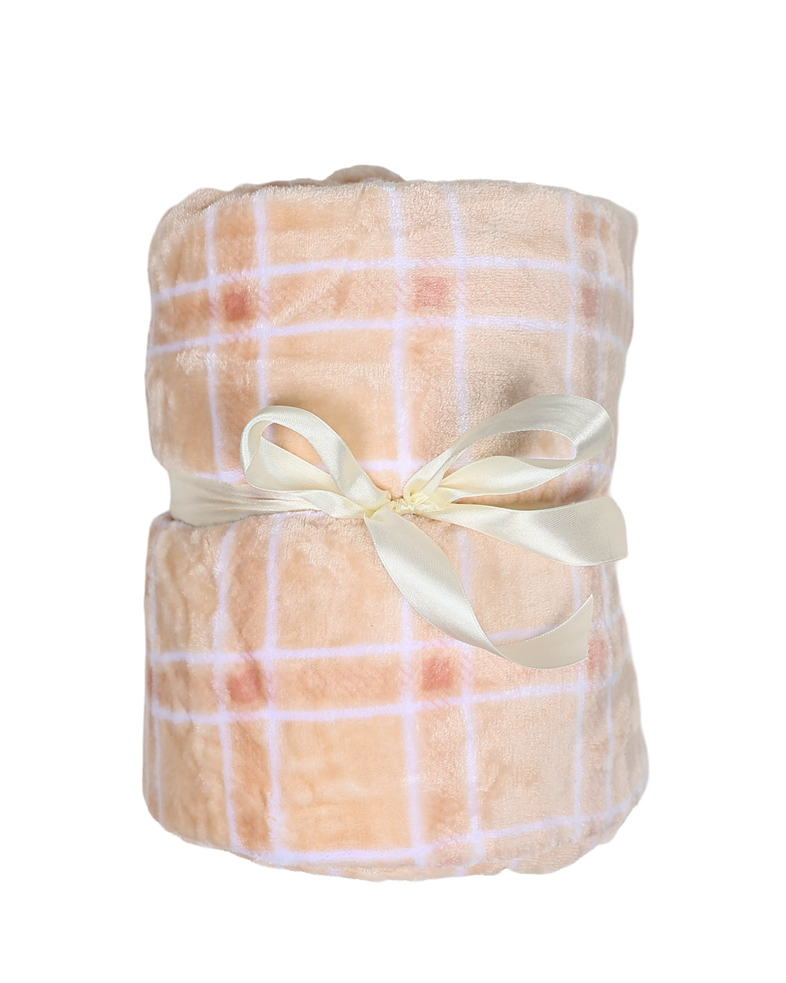 Peach Check Plush Fleece Throw
