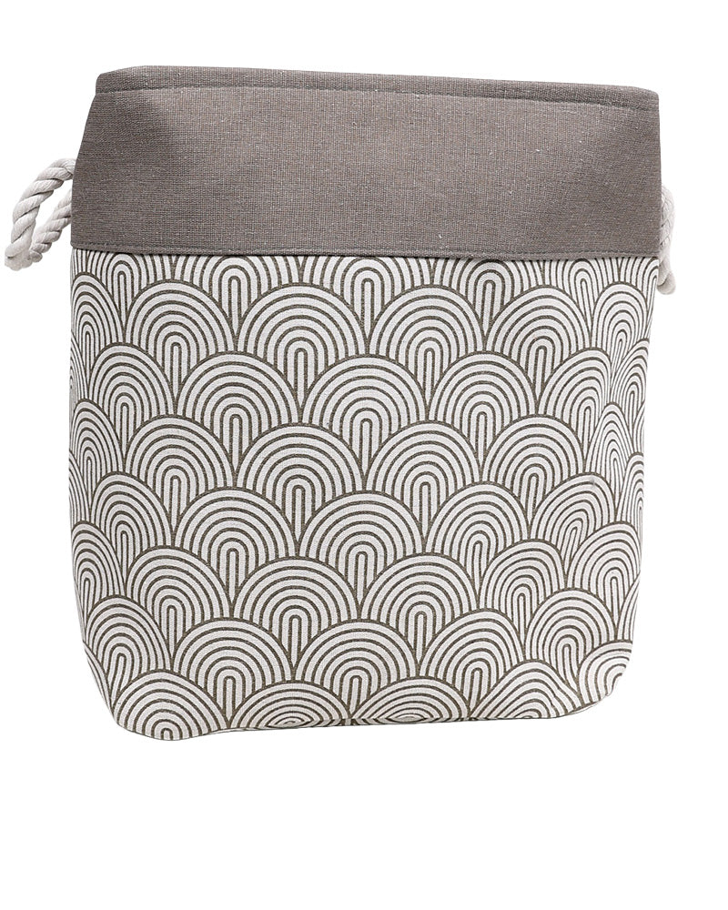 Natural Geometric Foldable Cotton Canvas Laundry Basket