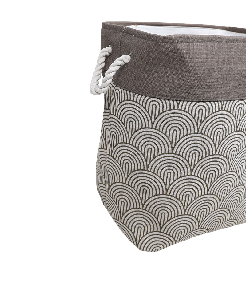 Natural Geometric Foldable Cotton Canvas Laundry Basket